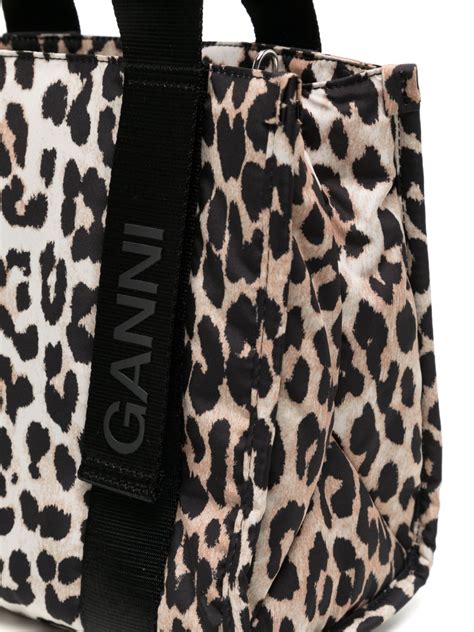 Ganni Small Leopard Tech Tote Bag Farfetch