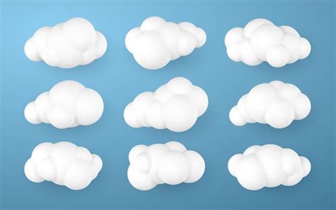 Nubes Blancas D Conjunto De Nubes Esponjosas De Dibujos Animados