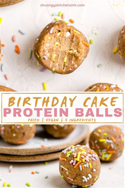 Birthday Cake Protein Balls 4 Ingredients Shuangys Kitchensink