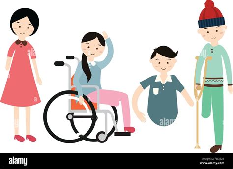 World Disability Day Disabled People Vector Flat Illustration Disable