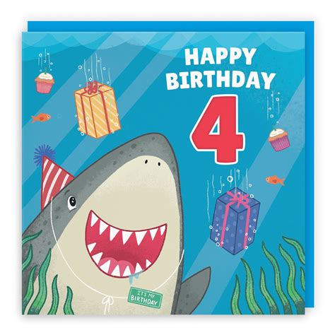 4th Birthday Shark Card Ocean – Hunts England