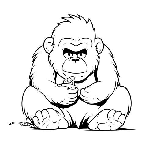 Premium Vector Angry Gorilla Black And White Cartoon Illustration Vector