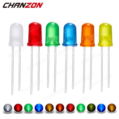 Kit De Diodes LED Diffus Es Blanc Rouge Vert Bleu Jaune Orange 2V 3V