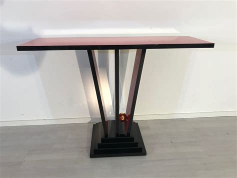 Red and Black Art Deco Design Console Table - Original Antique Furniture