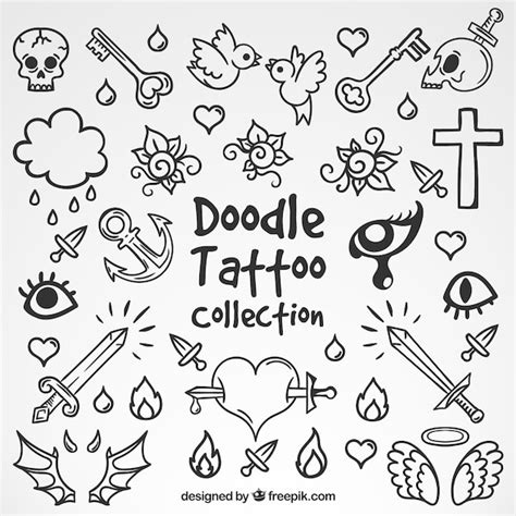 Premium Vector | Selection of doodle tattoos