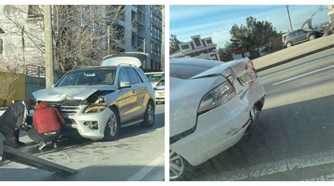 FOTO Accident în Capitală Două automobile s au ciocnit violent