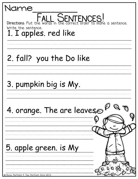 Sentence Building Worksheet First Grade