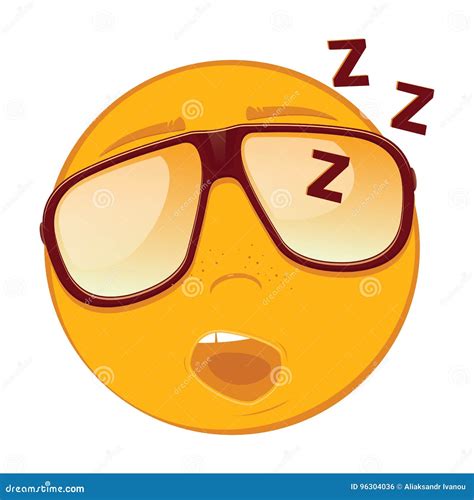 Emoticon Sveglio Di Sonno In Occhiali Da Sole Su Fondo Bianco