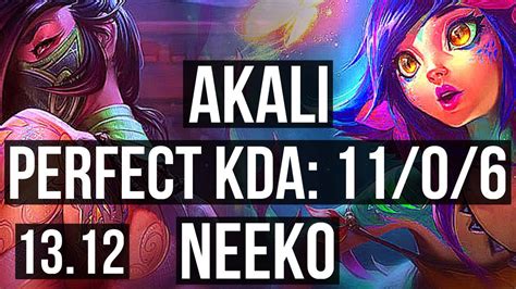 Akali Vs Neeko Mid 11 0 6 Legendary 1 5m Mastery 500 Games Kr