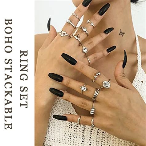 IF YOU 78 PCS Vintage Silver Knuckle Rings Set Stackable Joint Finger