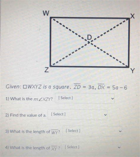 Solved Given Wxyz Is A Square Overline Zd A Overline Dx A