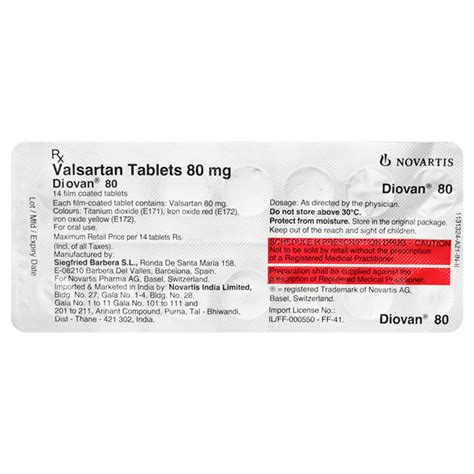 Diovan 80mg Tablet 14s Price Uses Side Effects Netmeds