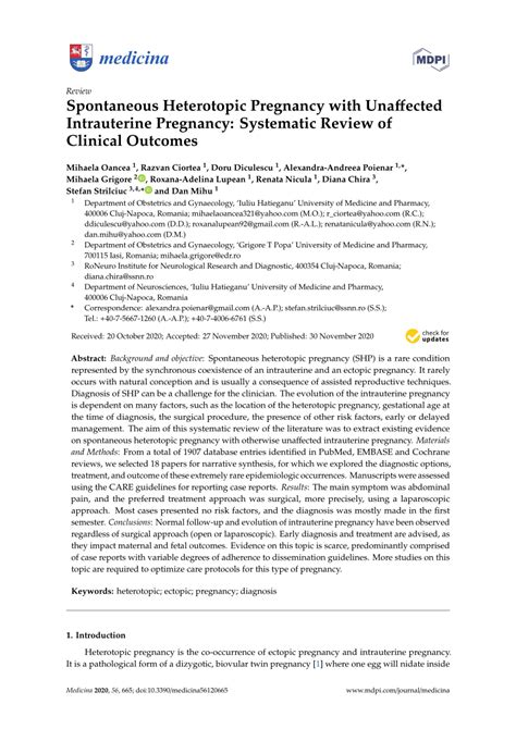 Pdf Spontaneous Heterotopic Pregnancy With Unaffected Intrauterine