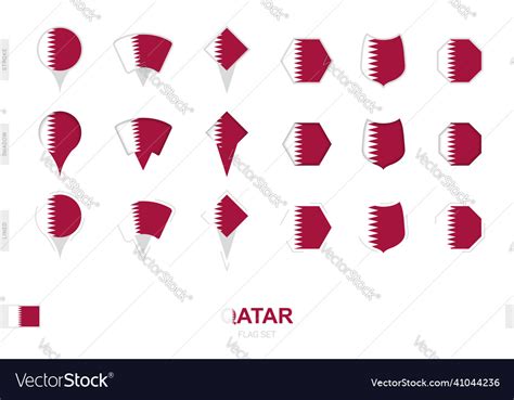 Collection Of The Qatar Flag In Different Shapes Vector Image