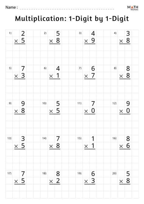 Multiplication Worksheets Grade 3 With Answer Key