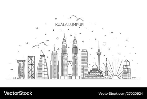 Kuala lumpur skyline Royalty Free Vector Image