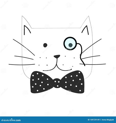 Vector Illustration Of The Grumpy Cat With Bow Tie Stock Vector