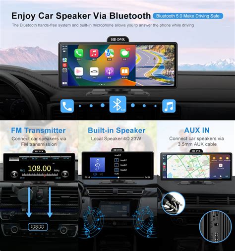 10 26 Inch Dashboard Wireless Carplay Driving Recorder Front And Rear