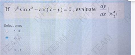 Solved If Y Sinx Cos X Y Evaluate Dydx Select Chegg