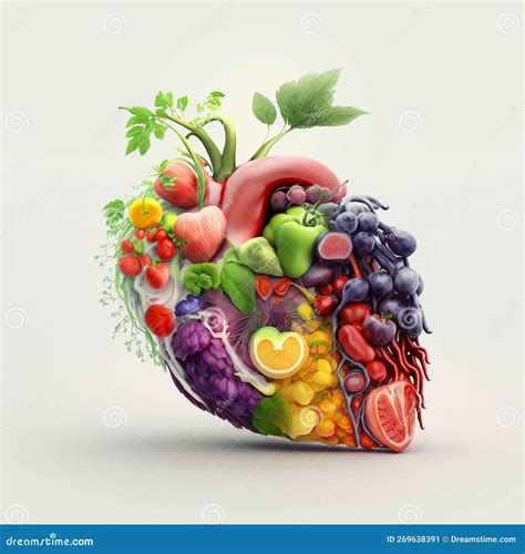 A Human Heart Consist Of Fruits And Vegetables On White Background