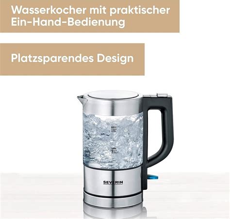 Severin Wasserkocher Mini Glas Wasserkocher 0 5L Edelstahl gebürstet