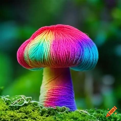 Colourful Floss Mushroom Growing On Moss