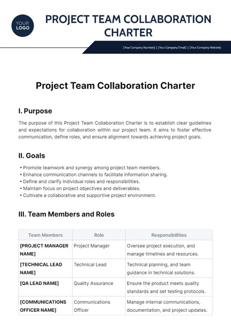Free Team Charter Templates to Edit Online & Print