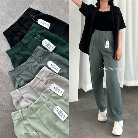 Jual Sivali Loose Pants Trousers Wanita Celana Anti Kusut Celana