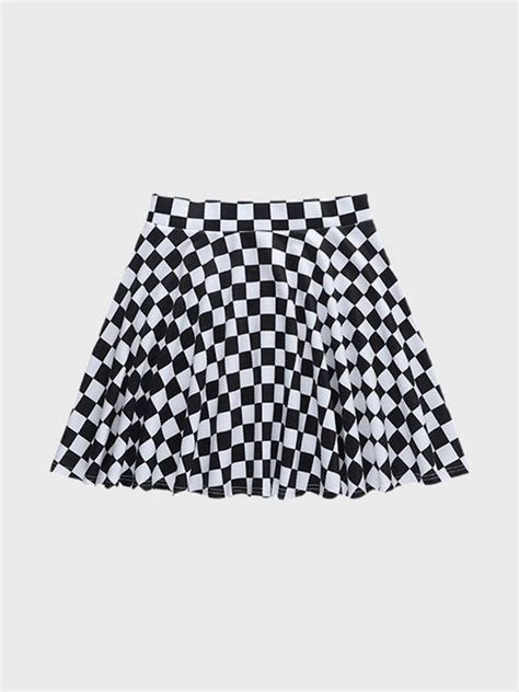 Emmiol Free Shipping Checkered Print Skate Mini Skirt Black M In