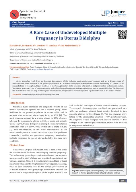 A Rare Case Of Undeveloped Multiple Pregnancy In Uterus Didelphys Docslib