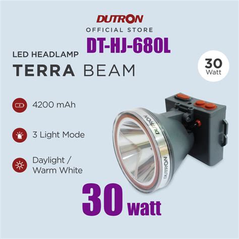 Jual DUTRON HJ 680L TERRA BEAM Senter Kepala LED 30w Headlamp Camping