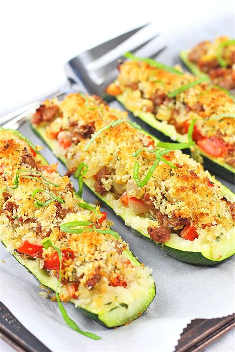 Stuffed Zucchini Boats With Sausage And Tomatoes • Now Cook This