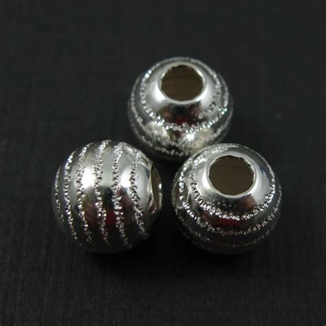 925 Sterling Silver Findings Fine Textured Round Beads Spacers 8mm