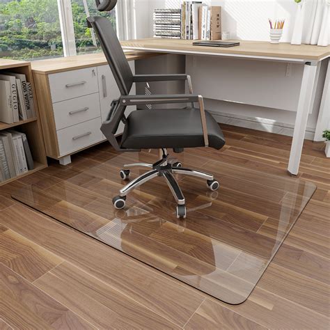 BEAUTYPEAK 46 X 36 Tempered Glass Office Chair Mat For Carpet Or Hard