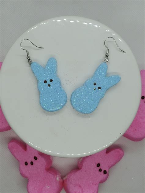 Peep Bunny Earrings Peep Earrings Bunny Earrings Easter Etsy