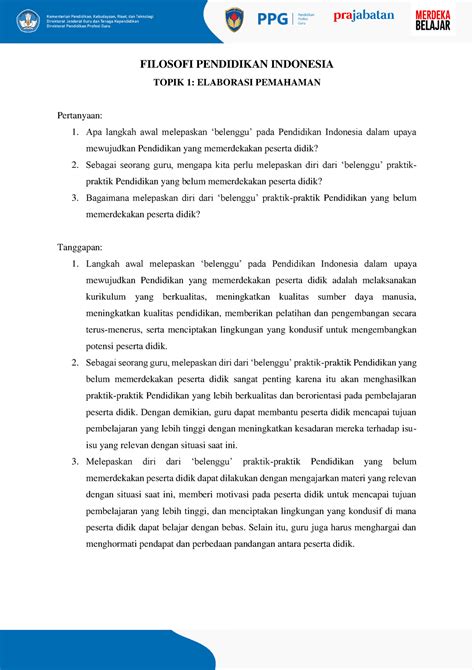 5 Filosofi Pendidikan Indonesia Topik 1 Elaborasi FILOSOFI PENDIDIKAN