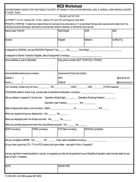 Fillable Online Meb Worksheet Fax Email Print Pdffiller