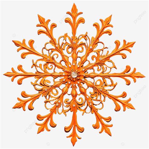 Beautiful Orange Snowflake With Intricate Patterns Orange Snowflake