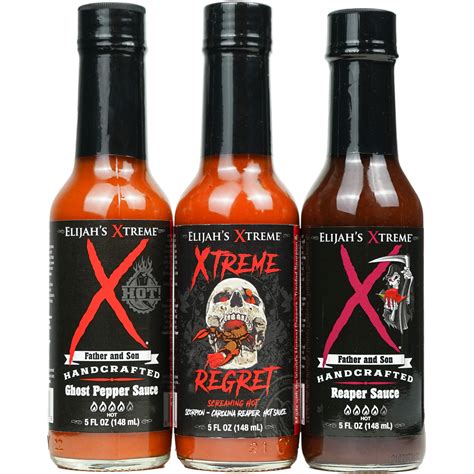 Elijahs Xtreme Award Winning Hot Sauce Variety Pack Ghost Pepper Scorpion Pepper Carolina