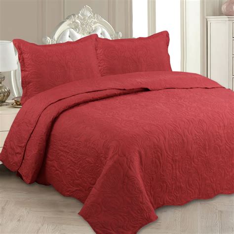 Kit Colcha Rozac Boutis Classic Vermelho Solteiro Casal Queen