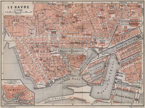 Le Havre Antique Town City Plan De La Ville Seine Maritime Carte