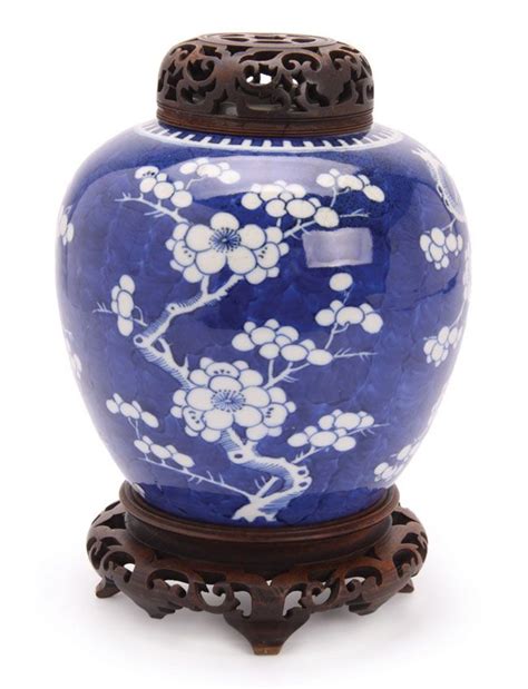 Antique Chinese Porcelain Ginger Jar With Prunus Pattern Ceramics