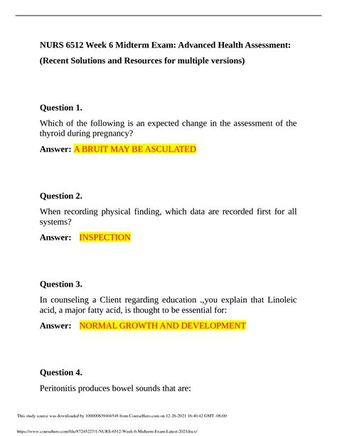 SOLUTION 1 Nurs 6512 Week 6 Midterm Exam Latest 2021 Docx Studypool