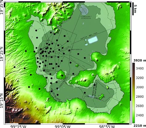 Elevation map of Mexico City Valley and Geotechnical Zonation. The ...