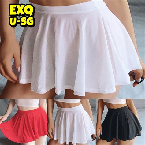 Women Costume Pleated Skirt A Line Sexy Lingerie Sheer See Through Skirts Shopee Singapore