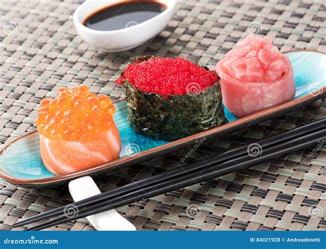 Set Of Gunkan Maki Sushi Stock Photo Image Of Cuisine