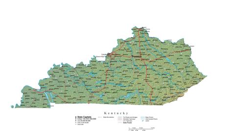 kentucky illustrator vector map  cities roads  photoshop