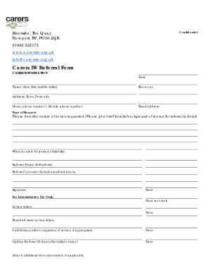 Fillable Online Carers Iw Referral Form Fax Email Print Pdffiller