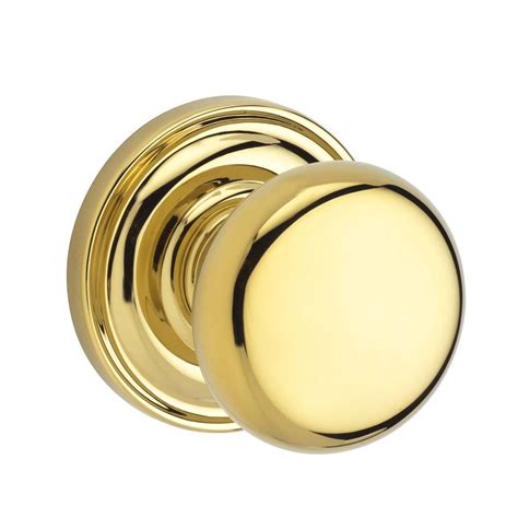 Baldwin Reserve Round Lifetime Polished Brass Bed Bath Door Knob With Traditional Round Rose Pv