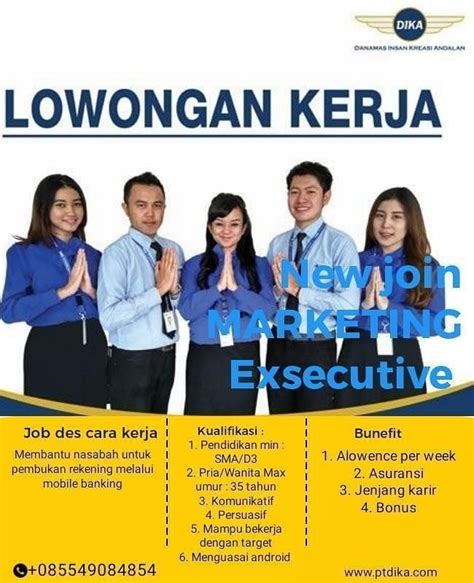 Lowongan Kerja Marketing Executive Full Time Mobile Banking Info